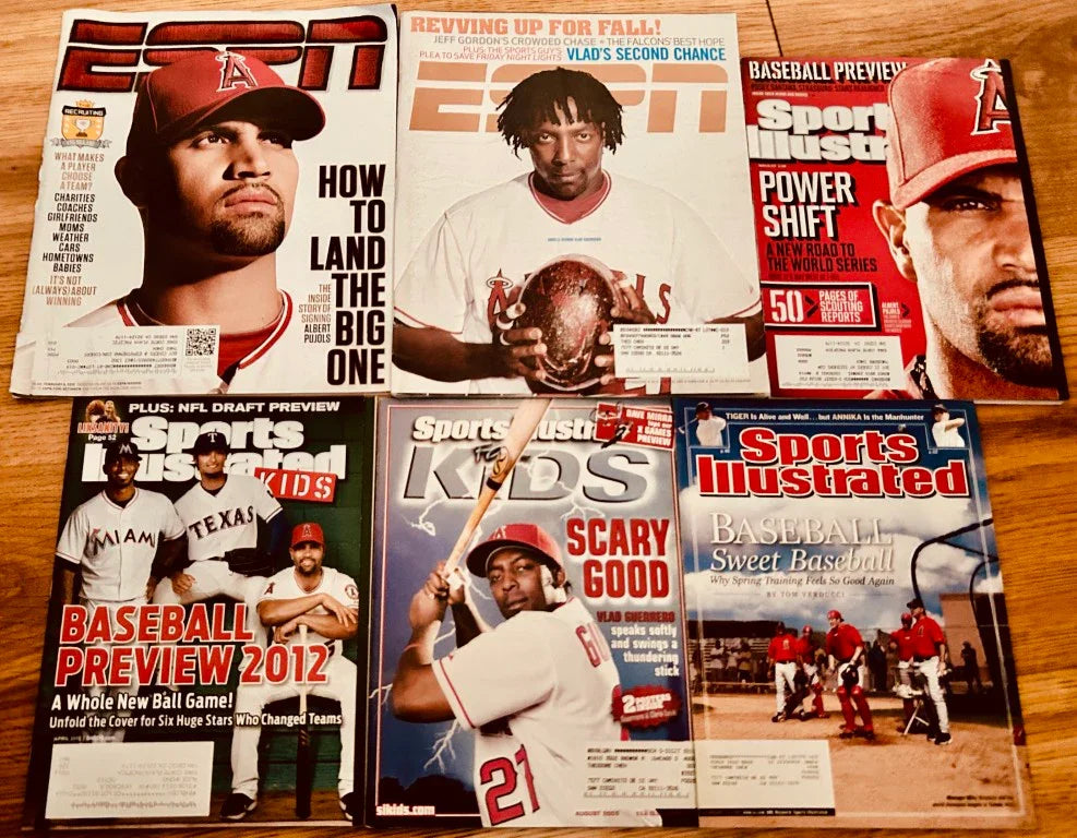6 Angels Sports Illustrated SI for Kids & ESPN magazines Albert Pujols Vladimir Guerrero covers - AutographsForSale.com