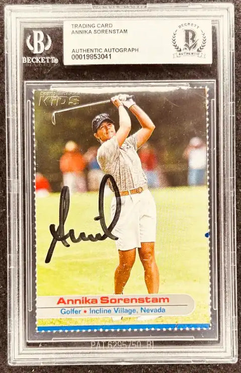 Annika Sorenstam autographed golf trading card, Beckett authenticated, signed memorabilia