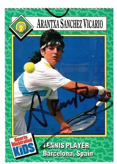 Arantxa Sanchez-Vicario autographed SI for Kids card - tennis player, signed in blue Sharpie