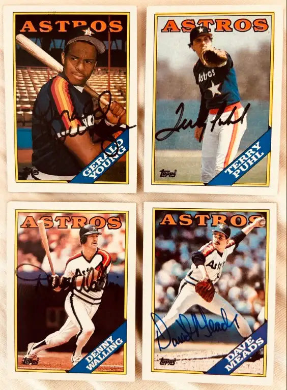 4 signed Astros 1988 Topps cards Denny Walling Terry Puhl Gerald Young - AutographsForSale.com