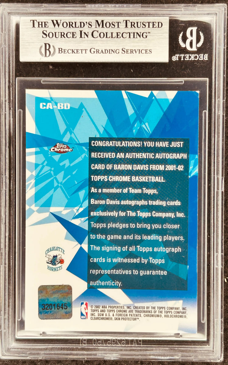 Baron Davis certified signed Charlotte Hornets 2001-02 Topps Chrome card BGS graded 5.5 - AutographsForSale.com