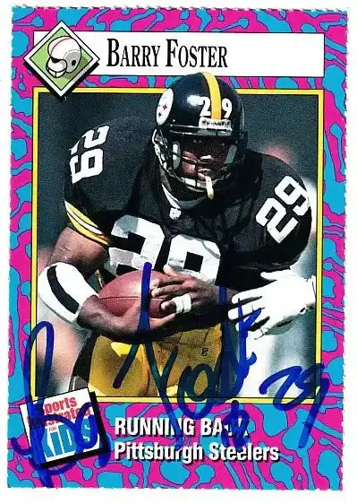 Barry Foster autographed SI for Kids card - running back for the Pittsburgh Steelers, signed in black Sharpie