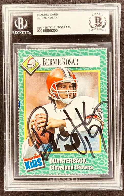 Bernie Kosar signed Browns 1990 SI for Kids card BAS slab - AutographsForSale.com