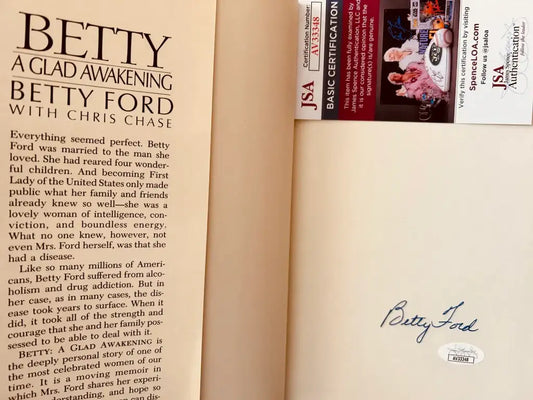 Betty Ford autographed A Glad Awakening hardcover book JSA - AutographsForSale.com