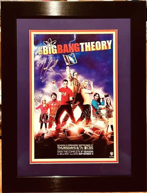 Big Bang Theory Cast signed 2012 SDCC poster framed Kaley Cuoco Johnny Galecki JSA - AutographsForSale.com