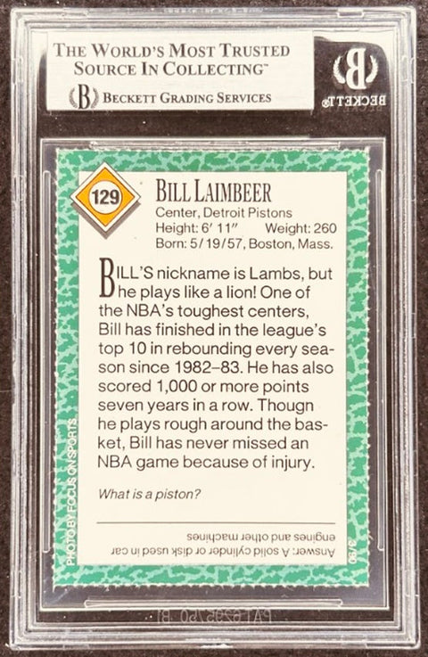 Bill Laimbeer signed Pistons 1990 SI for Kids card BAS (back)