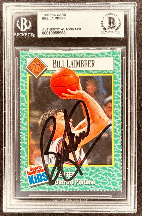 Bill Laimbeer signed Pistons 1990 SI for Kids card BAS