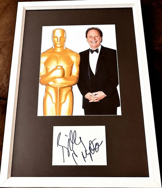 Billy Crystal signed photo with Oscar statue, framed autograph memorabilia