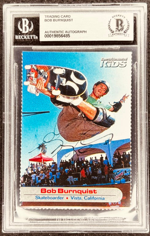 Bob Burnquist autographed skateboard trading card, Beckett authenticated, Sports Illustrated Kids