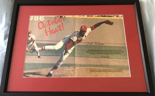 Bob Gibson signed St Louis Cardinals magazine photo spread framed JSA - AutographsForSale.com