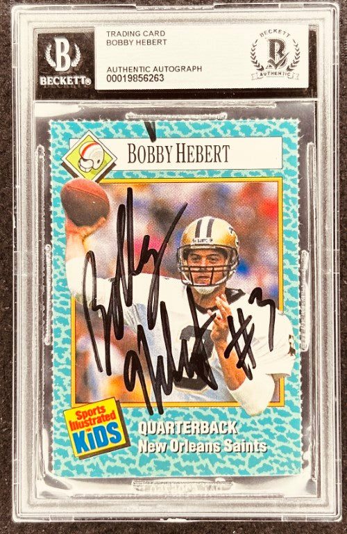 Bobby Hebert signed Saints 1989 SI for Kids card BAS slab - AutographsForSale.com