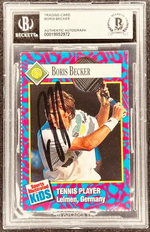 Boris Becker autographed tennis trading card, authenticated by Beckett, Sports Illustrated Kids