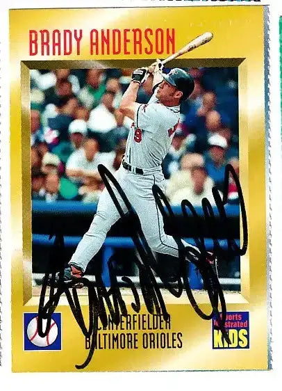 Brady Anderson autographed SI for Kids card - outfielder for the Baltimore Orioles, signed in black Sharpie