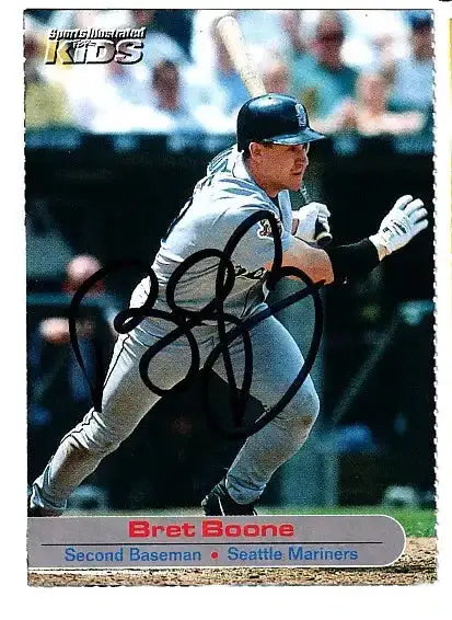 Bret Boone autographed SI for Kids card - second baseman, signed in black Sharpie
