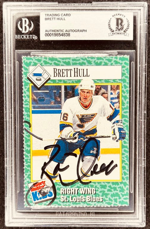 Brett Hull signed Blues 1990 SI for Kids card BAS