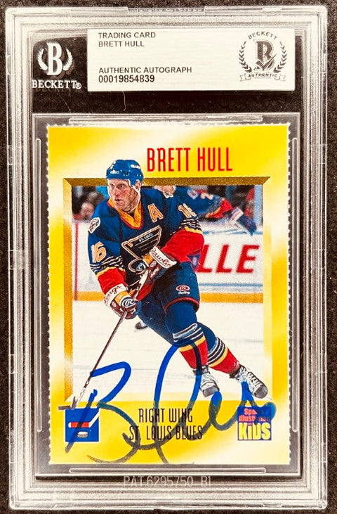 Brett Hull signed Blues 1997 SI for Kids card BAS