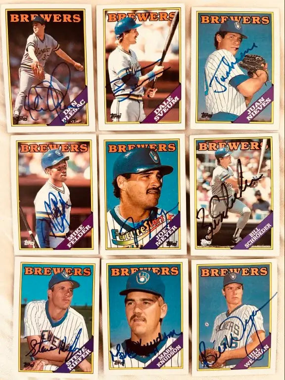 9 signed Brewers 1988 Topps cards Dan Plesac Dale Sveum Bill Wegman - AutographsForSale.com
