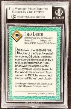 Brian Leetch signed NY Rangers 1990 SI for Kids card BAS slab - AutographsForSale.com