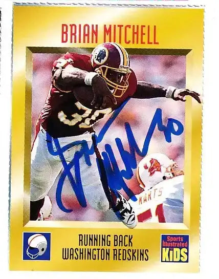 Brian Mitchell autographed SI for Kids card - running back for the Washington Redskins, signed in blue Sharpie