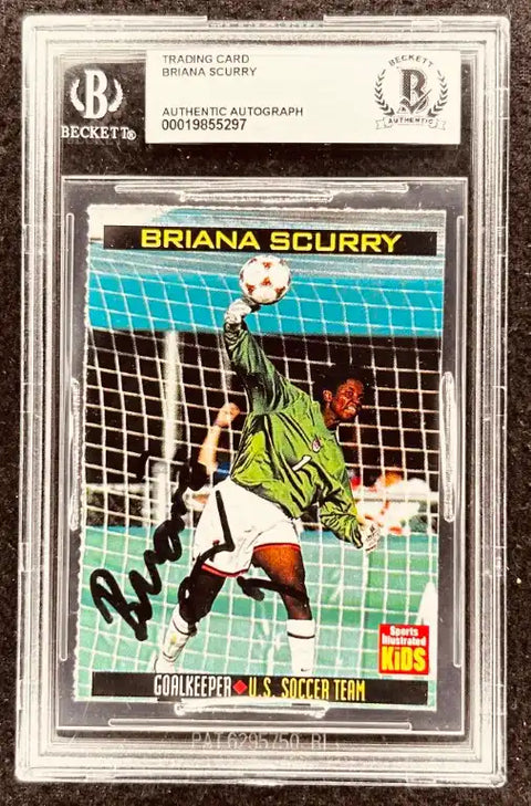 Briana Scurry autographed soccer trading card, U.S. Soccer Team goalkeeper, Beckett authenticated