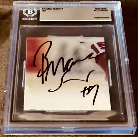 Briana Scurry autographed cut in Beckett authenticated case, authentic sports memorabilia