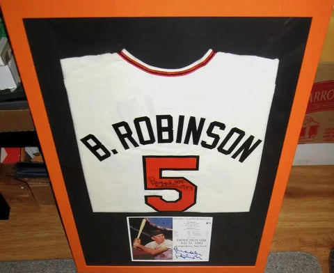 Brooks Robinson signed Orioles Mitchell & Ness jersey photo framed JSA - AutographsForSale.com