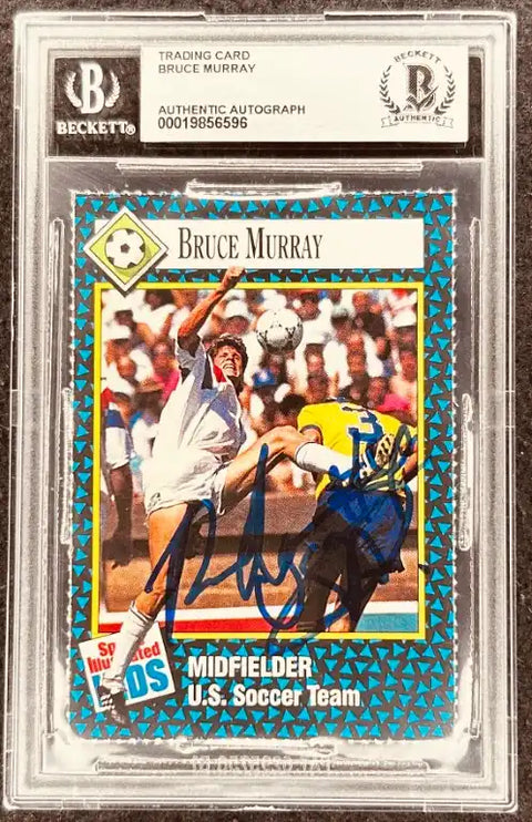 Bruce Murray autographed U.S. Soccer Team trading card, Beckett authenticated, midfielder action shot
