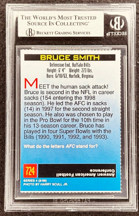 Bruce Smith signed Bills 1998 SI for Kids card BAS (back)