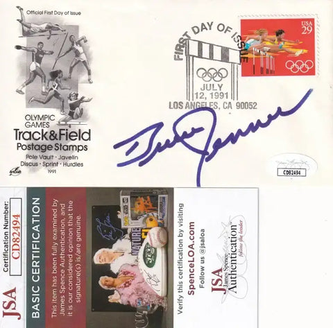 Bruce Jenner signed 1991 US Olympic Track & Field 1st Day cover cachet JSA - AutographsForSale.com