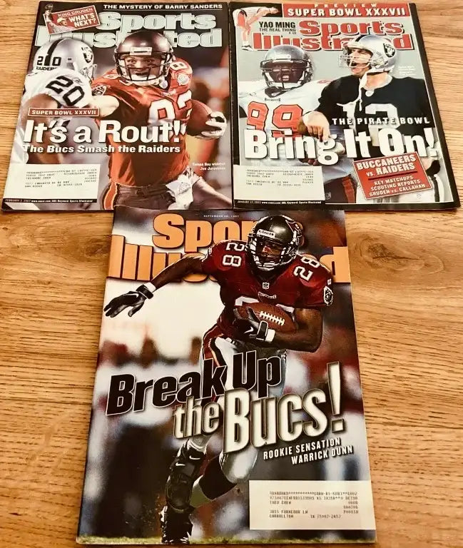 3 Buccaneers Sports Illustrateds Warrick Dunn Warren Sapp Joe Jurevicius - AutographsForSale.com