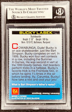 Bucky Lasek skateboarder trading card, Beckett graded, featuring stats and trivia, Series 4 2000