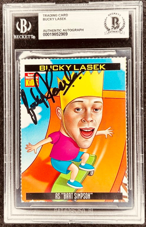 Bucky Lasek signed trading card as Bart Simpson, authenticated by Beckett