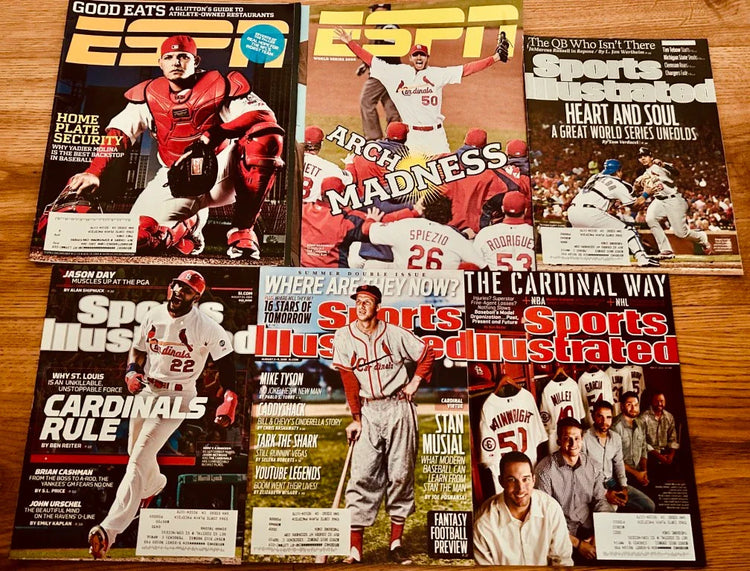 6 St Louis Cardinals Sports Illustrated & ESPN magazines Yadier Molina Stan Musial - AutographsForSale.com