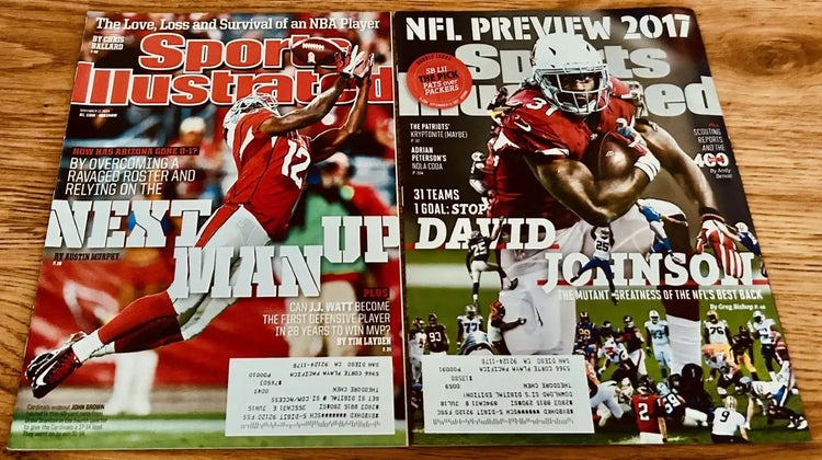 2 Arizona Cardinals Sports Illustrated issues John Brown David Johnson - AutographsForSale.com