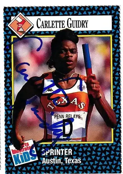 Carlette Guidry autographed SI for Kids card - U.S. track and field sprinter, signed in black Sharpie