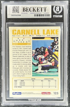 Carnell Lake autographed Steelers 1992 SkyBox card BAS slab - AutographsForSale.com