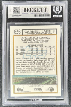 Carnell Lake autographed Steelers 1992 Topps card BAS slab - AutographsForSale.com