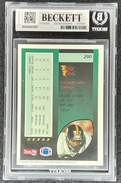 Carnell Lake autographed Steelers 1992 Wild Card card BAS slab - AutographsForSale.com