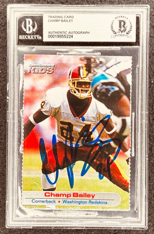 Champ Bailey signed Redskins 2001 SI for Kids card BAS slab - AutographsForSale.com