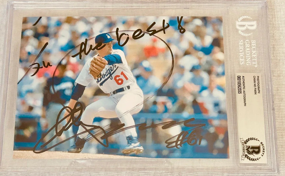 Chan Ho Park autographed LA Dodgers 5x7 photo w/ All The Best BAS - AutographsForSale.com
