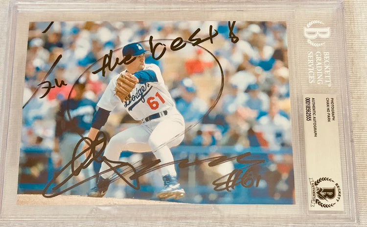 Chan Ho Park autographed LA Dodgers 5x7 photo w/ All The Best BAS - AutographsForSale.com