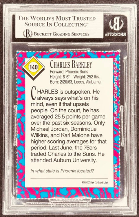 Charles Barkley signed Suns 1993 SI for Kids card BAS (back)