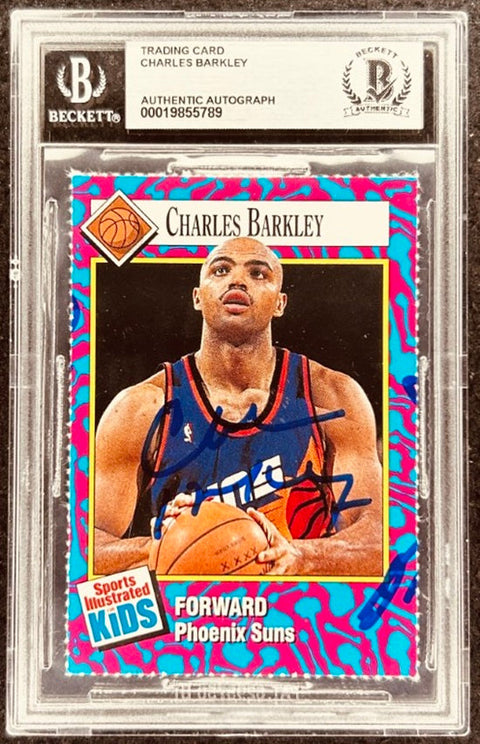 Charles Barkley signed Suns 1993 SI for Kids card BAS