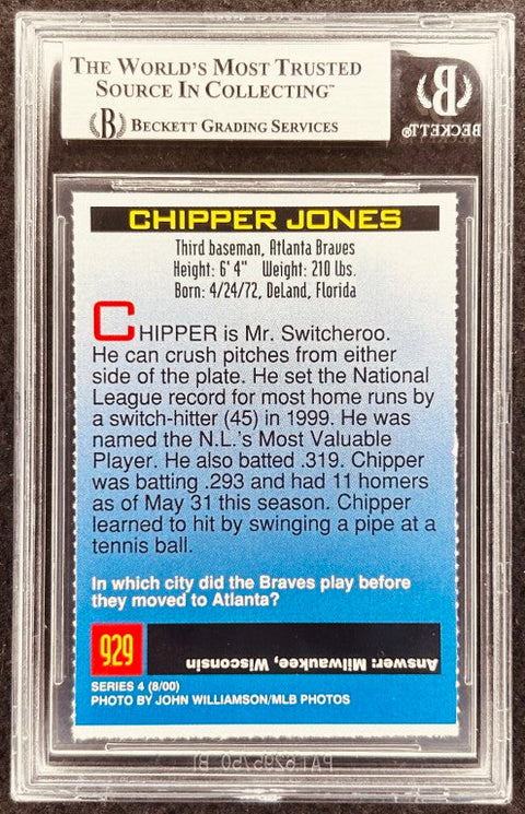 Chipper Jones signed Braves 2000 SI for Kids card BAS (back)