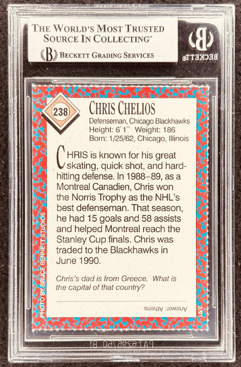Chris Chelios signed Blackhawks 1991 SI for Kids card BAS (back)