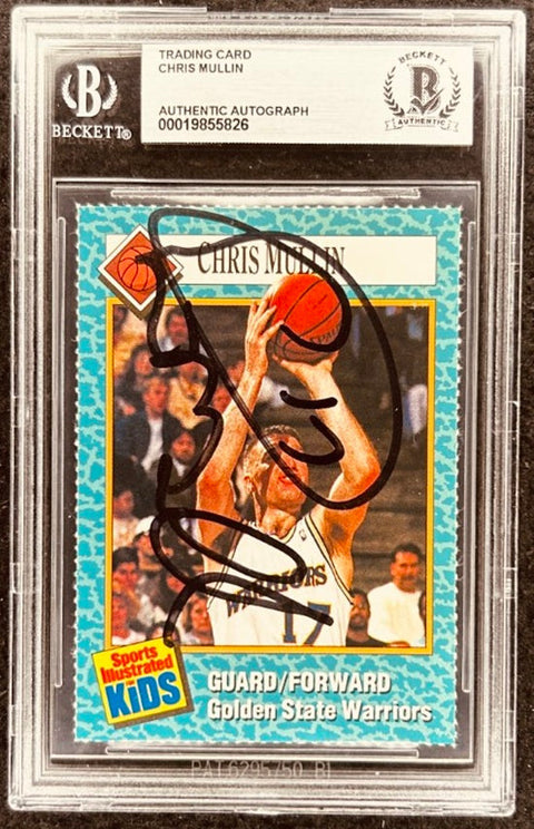 Chris Mullin signed Warriors 1989 SI for Kids card BAS