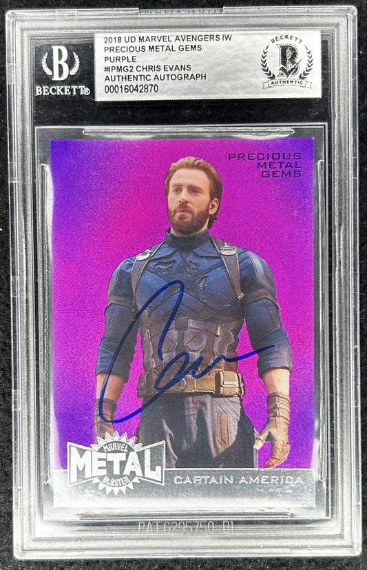 Chris Evans signed Captain America 2018 Upper Deck Avengers card BAS slab - AutographsForSale.com