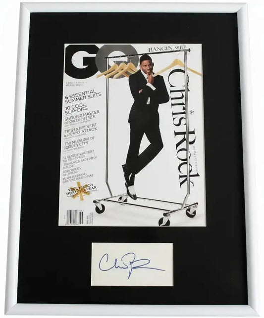 Chris Rock cut autograph framed with 2002 GQ cover JSA - AutographsForSale.com