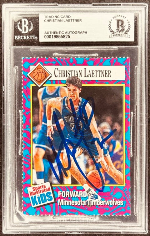 Christian Laettner signed Timberwolves 1993 SI for Kids card BAS