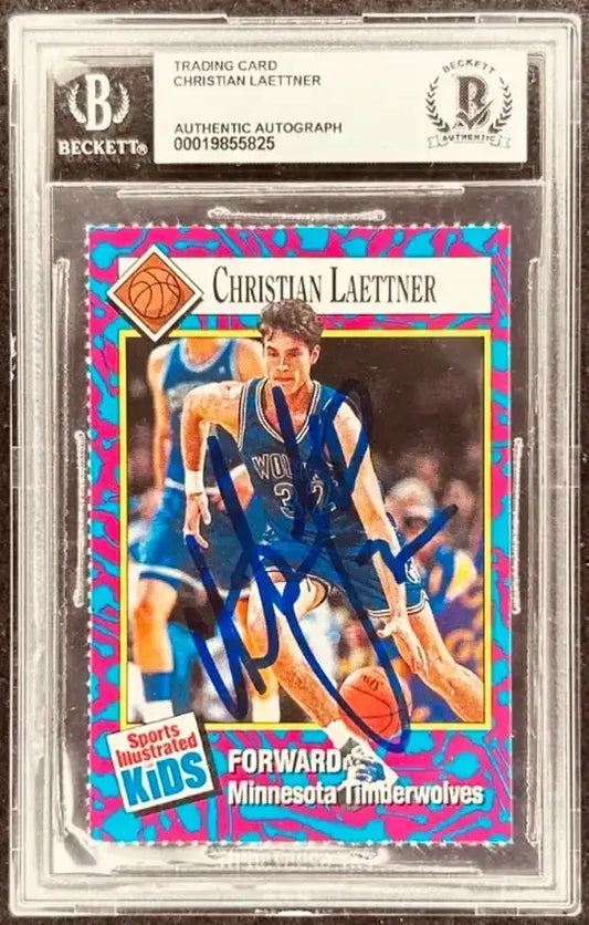 Christian Laettner signed Timberwolves 1993 SI for Kids card BAS slab - AutographsForSale.com